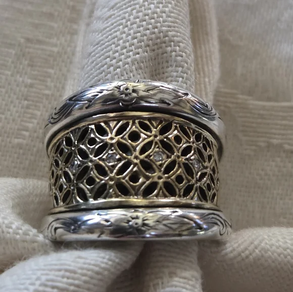 Konstantino Lattice Diamond Ring, SS & 18k, Size 7 - Picture 9 of 13